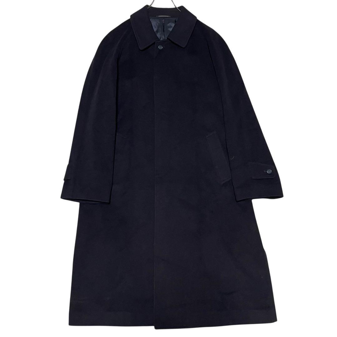 【カシミヤ20%×イタリア製生地】マキシ丈比翼チェスターコート 濃紺 XL
