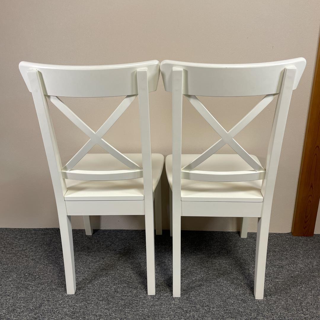 IKEA INGOLF ホワイト ダイニングチェア 2脚セット