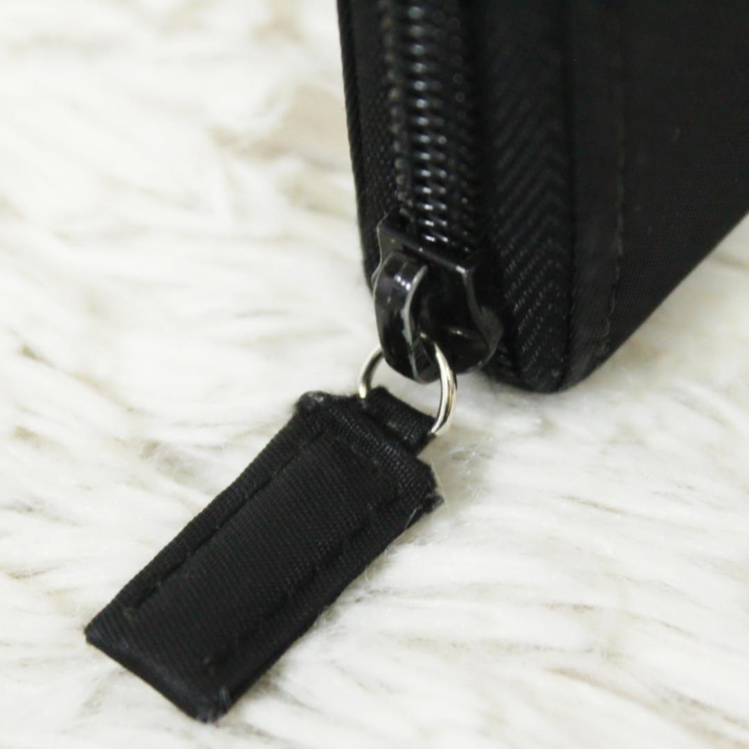 プラダ 長財布 ラウンドジップ 三角ロゴ ナイロン レザー ブラック PRADA