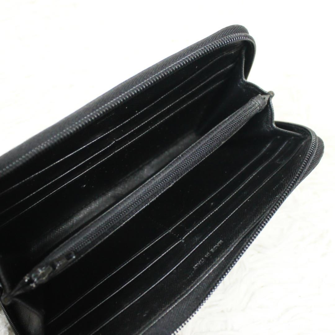 プラダ 長財布 ラウンドジップ 三角ロゴ ナイロン レザー ブラック PRADA