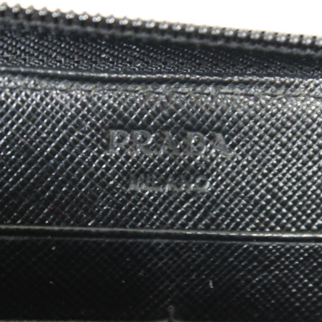 プラダ 長財布 ラウンドジップ 三角ロゴ ナイロン レザー ブラック PRADA