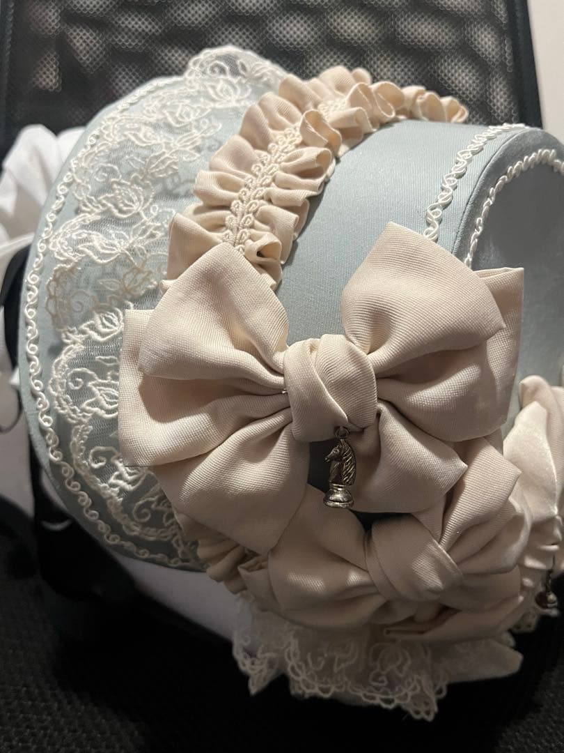 星箱works リボンタルト 帽子型ボンネット サックス