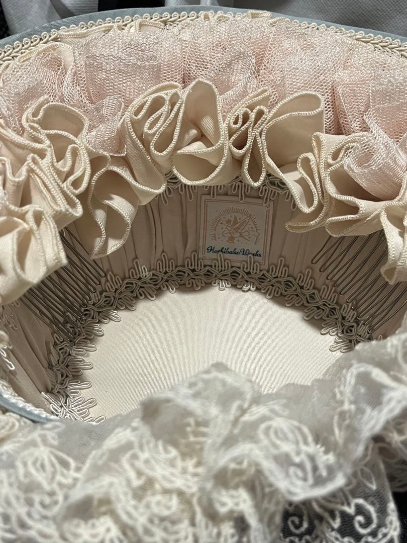 星箱works リボンタルト 帽子型ボンネット サックス