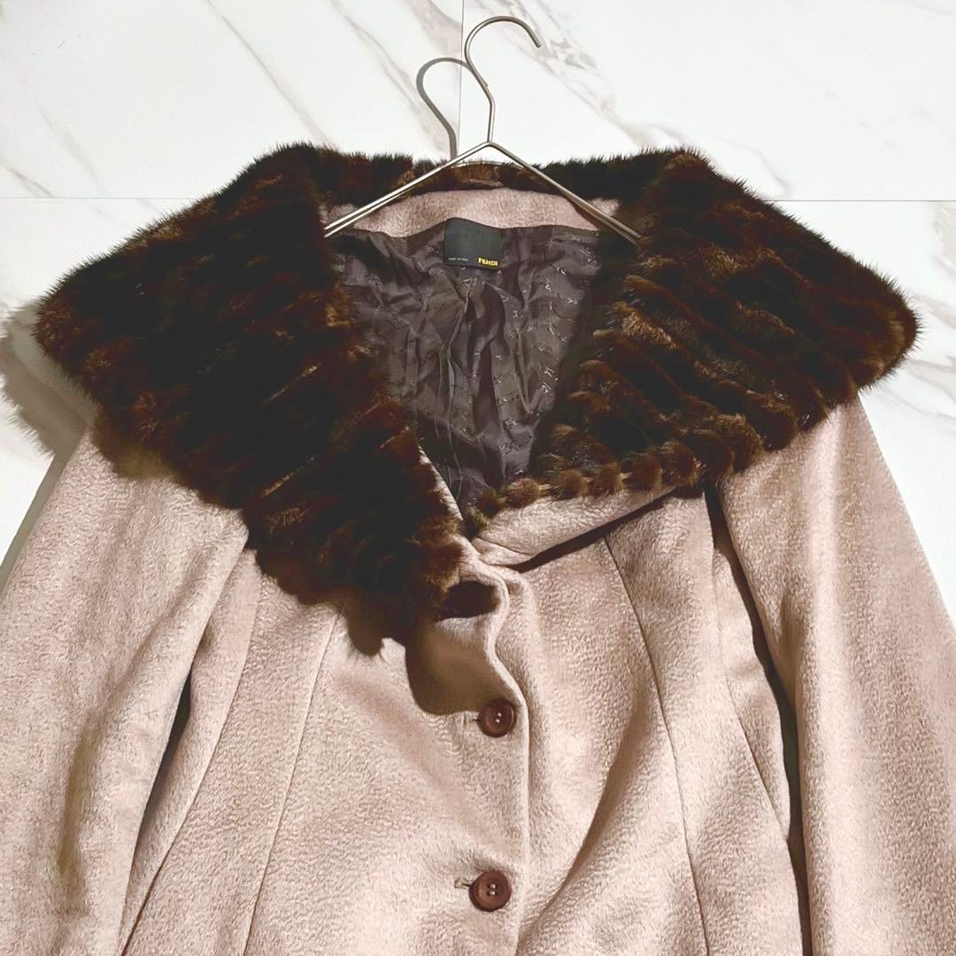美品✨ FENDI カシミヤ100% デミバフミンクファー ロングコート M