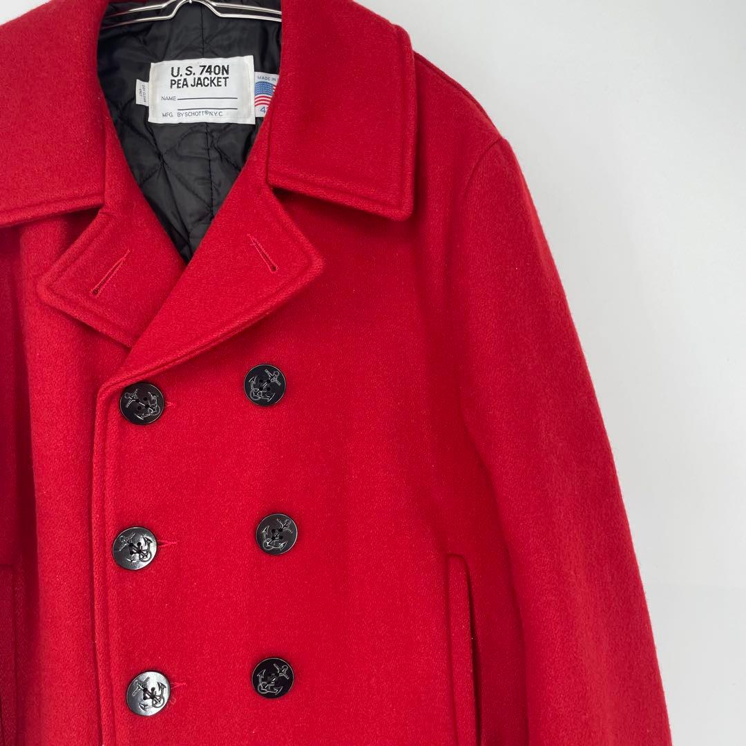 Schott　Pコート　42　メルトン　赤　アメリカ製