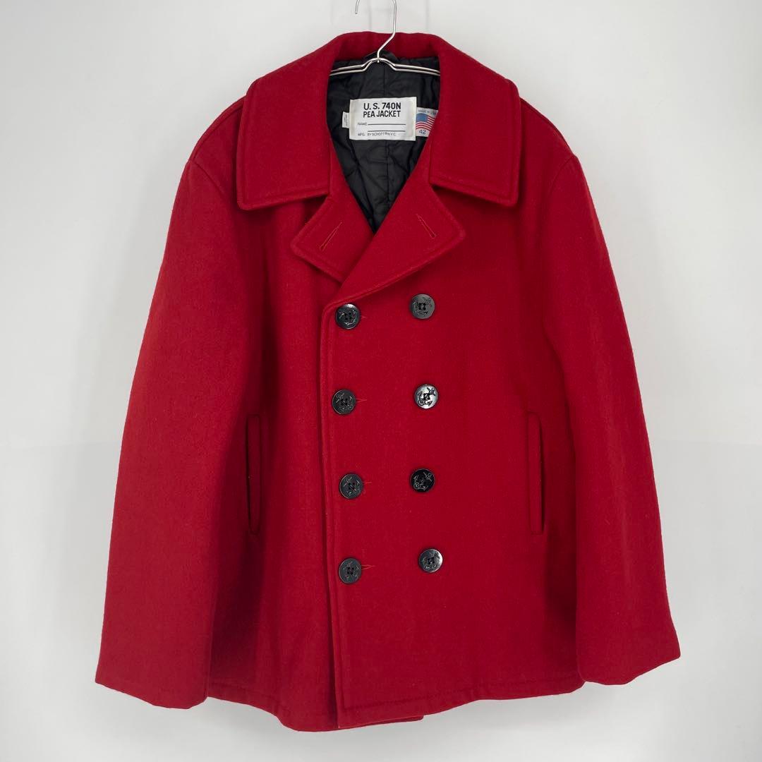 Schott　Pコート　42　メルトン　赤　アメリカ製