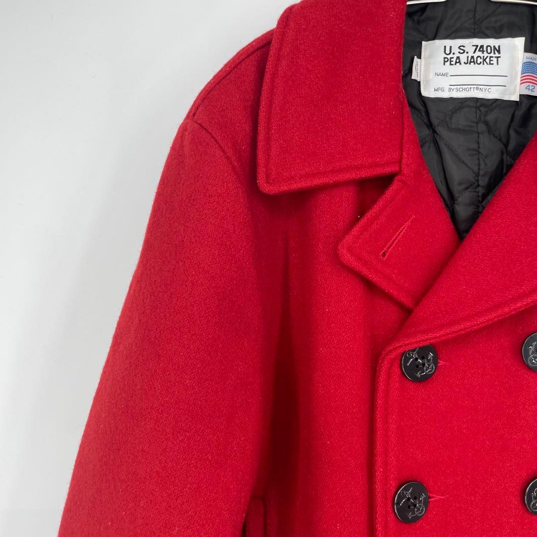 Schott　Pコート　42　メルトン　赤　アメリカ製
