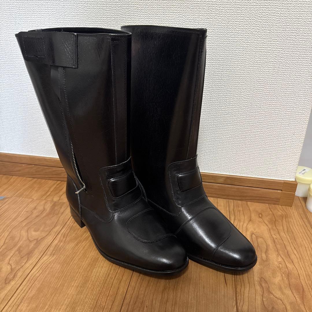 ロング丈ブーツ　本皮仕様　白バイ風