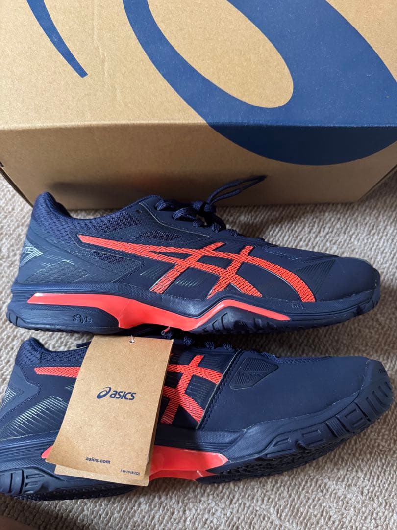 asics テニスシューズ ネイビー/オレンジ