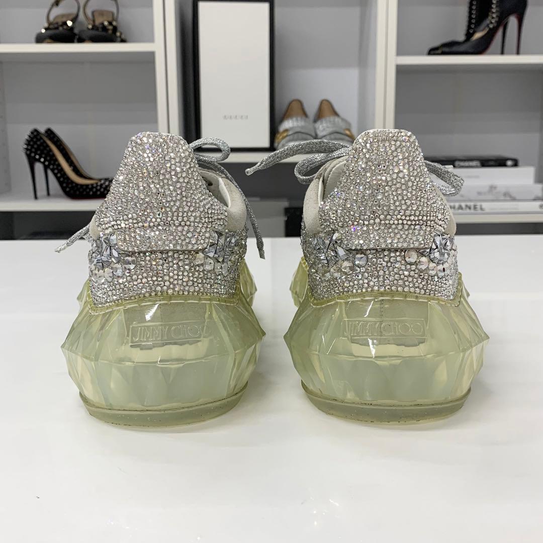 ジミーチュウ ダイヤモンド スワロフスキー ロゴ スニーカー シルバー