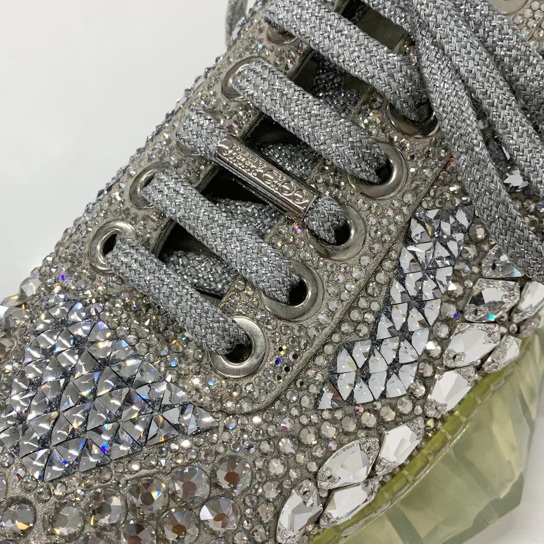 ジミーチュウ ダイヤモンド スワロフスキー ロゴ スニーカー シルバー