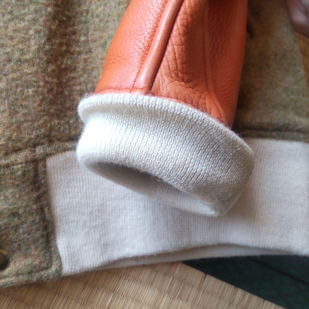 ウールレザー スタジャン ブラウンオレンジ