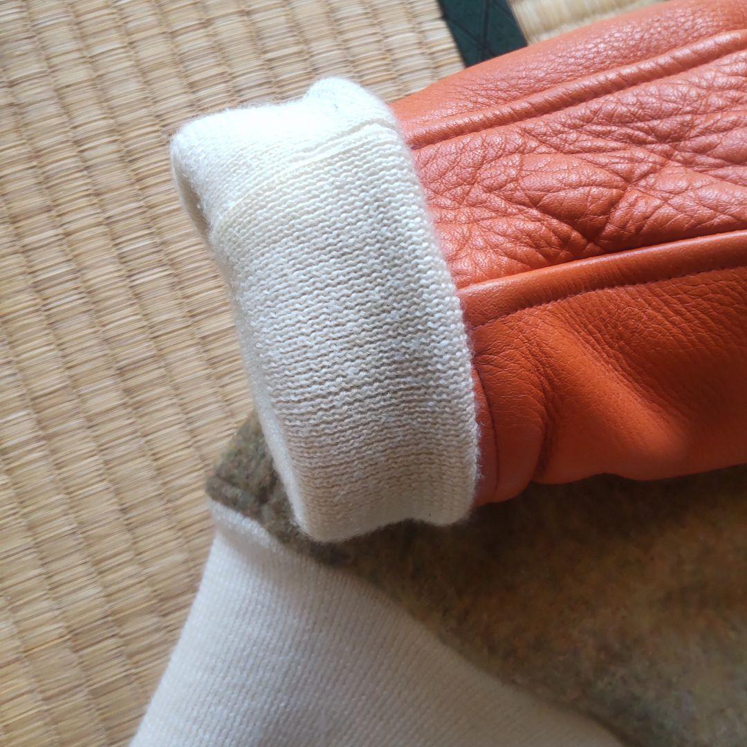 ウールレザー スタジャン ブラウンオレンジ