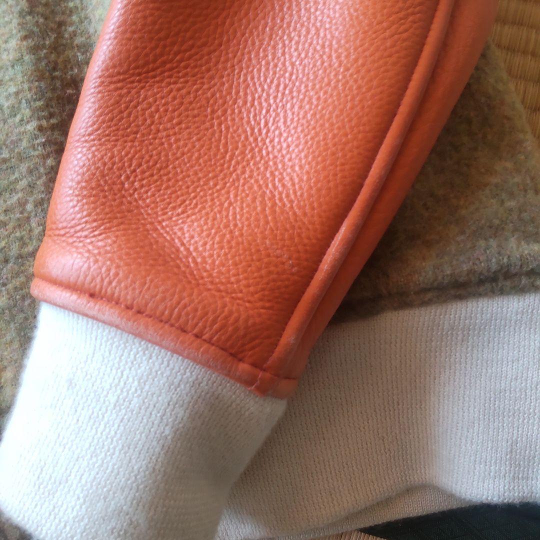 ウールレザー スタジャン ブラウンオレンジ