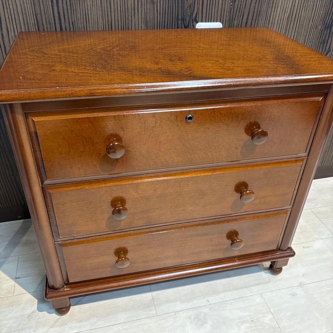 ブラウン木製チェスト 3段