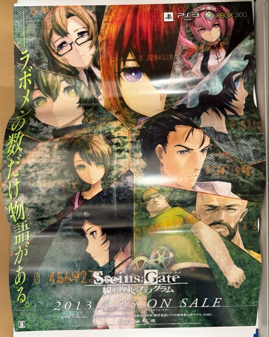 シュタインズゲート　線形拘束のフェノグラムPS3 非売品ポスター　当時物