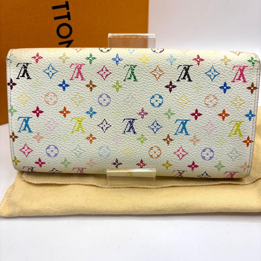 正規品 ルイヴィトン サラ マルチカラー 折り財布 総柄 pvc レザー ボタン