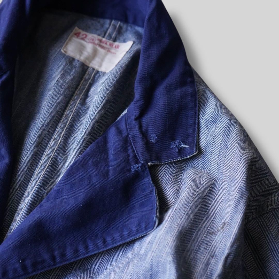 80's~90's ヘリンボーンワークコート ショップコート 雰囲気系 ボロ