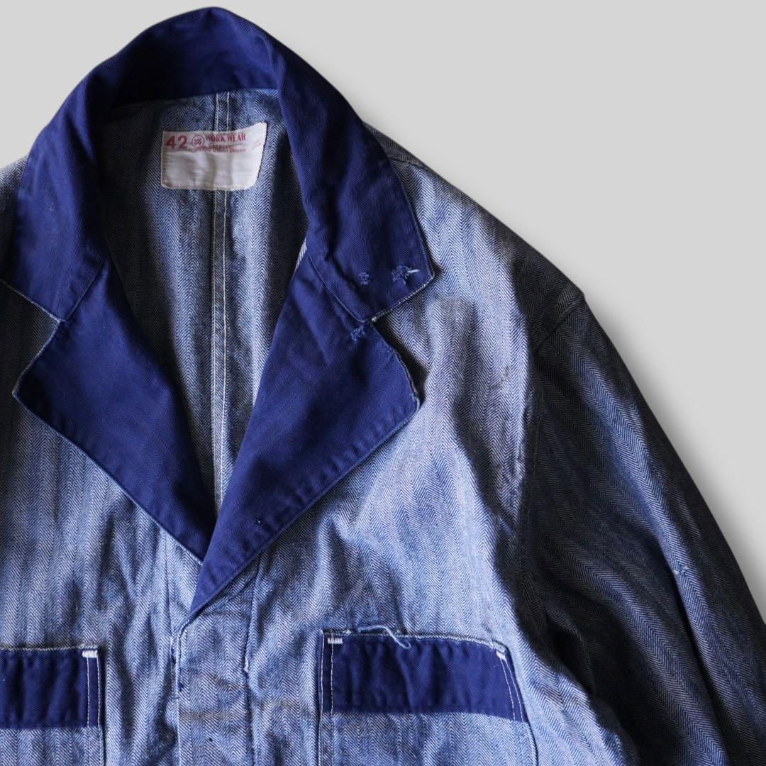 80's~90's ヘリンボーンワークコート ショップコート 雰囲気系 ボロ