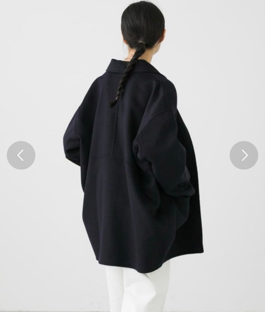 かぐれ　ウールステンカラーショートコート　ネイビー