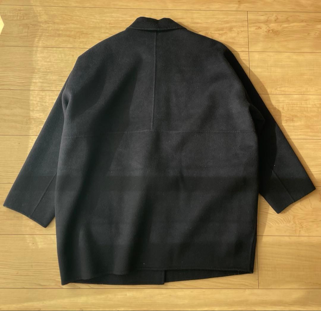 かぐれ　ウールステンカラーショートコート　ネイビー