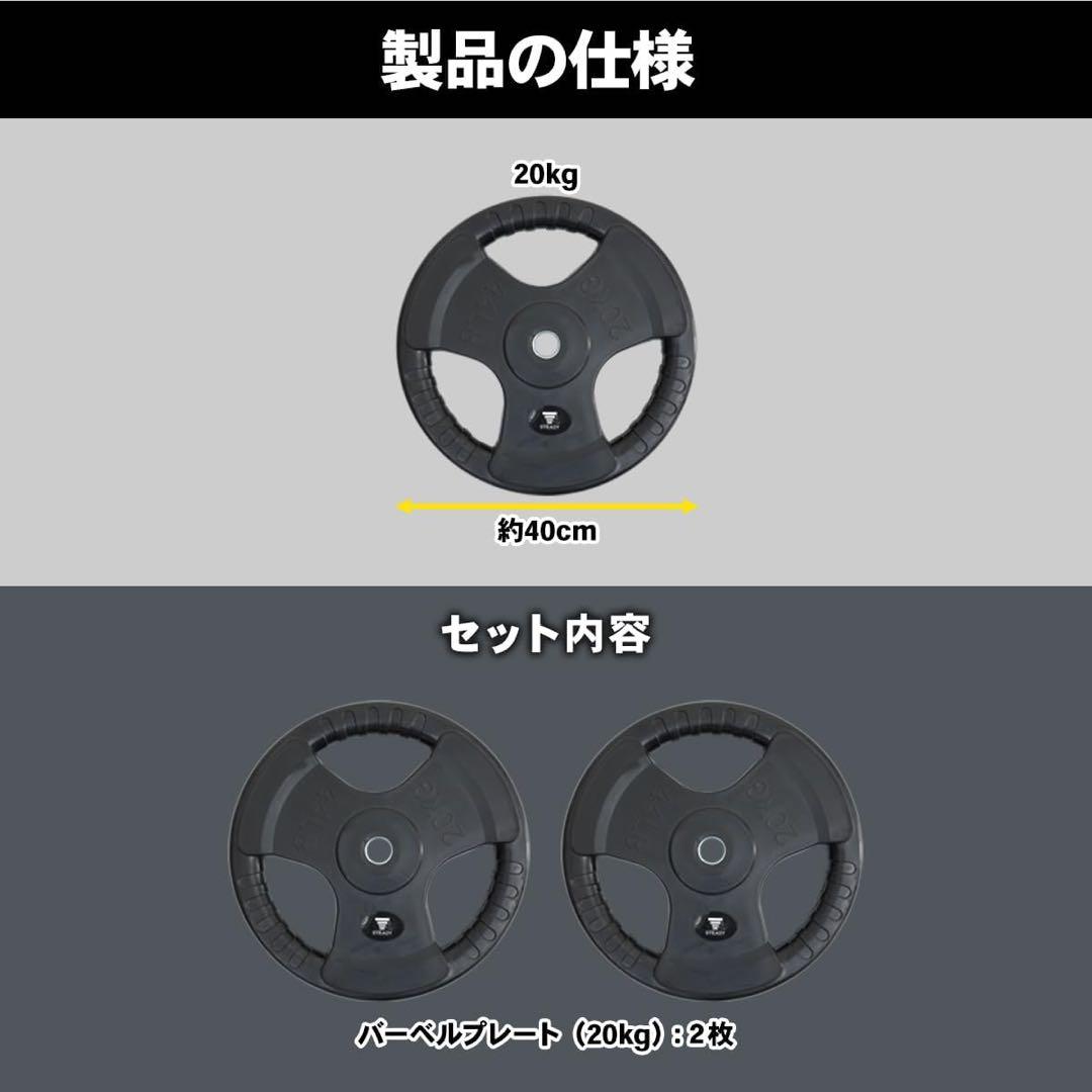STEADY バーベルシャフト プレート20kg×2個セット