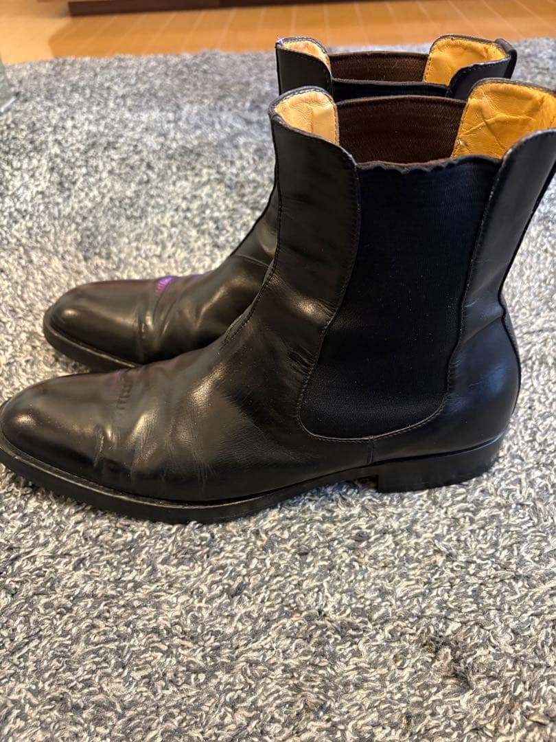 サンローラン　黒 レザー サイドゴアブーツ　42