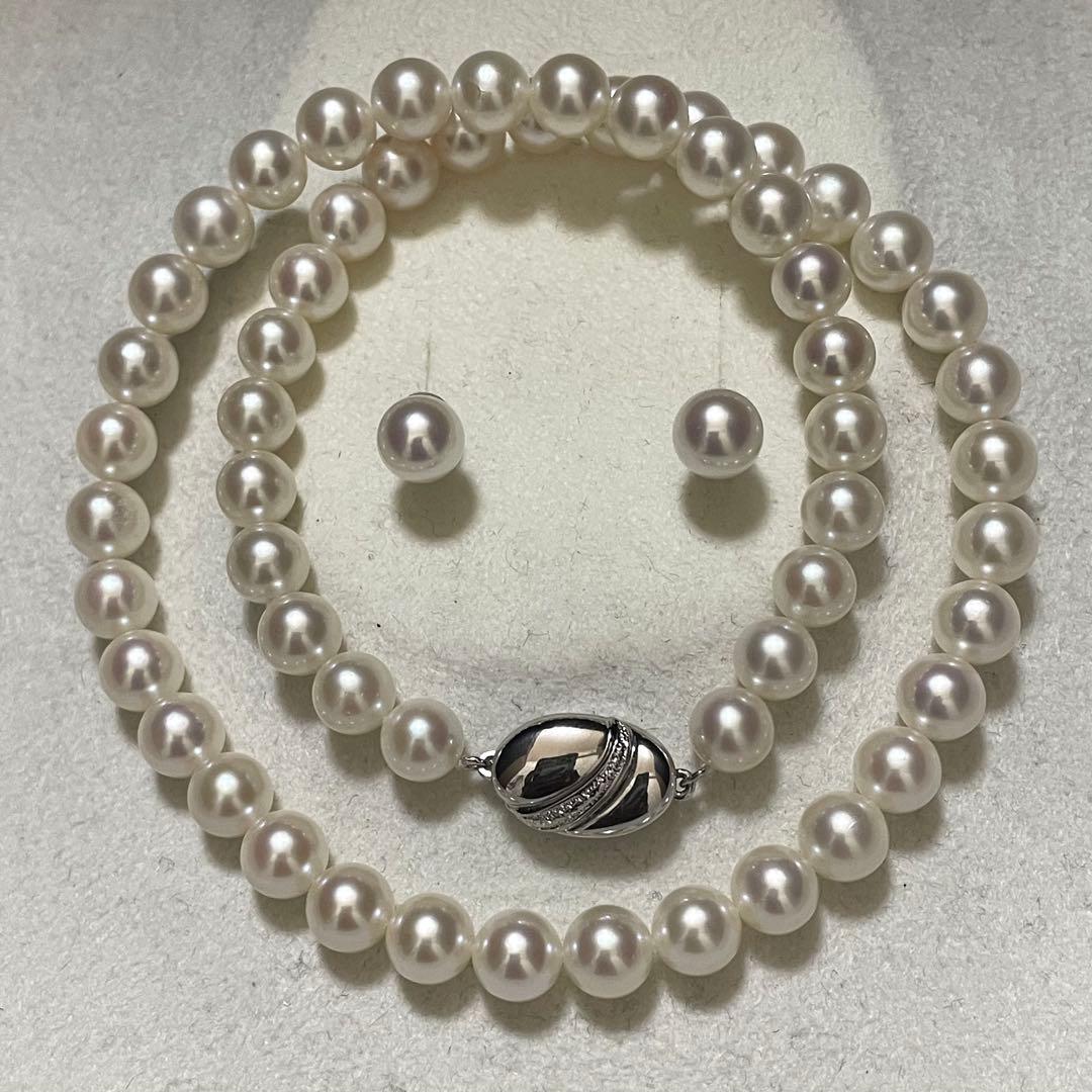 Mgnad 真珠✨Pt900】あこや本真珠 ネックレス ピアス 7.0