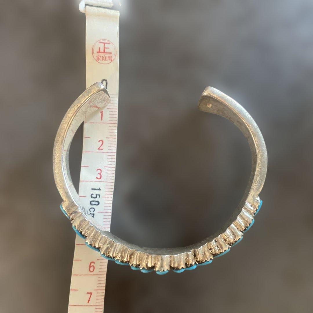 シルバー926ターコイズ フラワーモチーフ バングル インディアンジュエリー