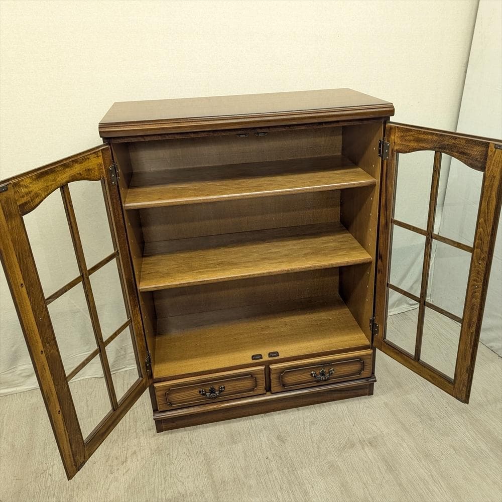 カリモク　コロニアル　サイドボード　飾り棚　キャビネット　食器棚　本棚　収納棚