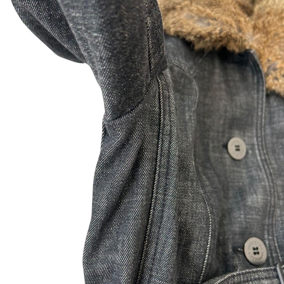 【希少】 バーバリーロンドン デニム コート ラビットファー ノバチェック M