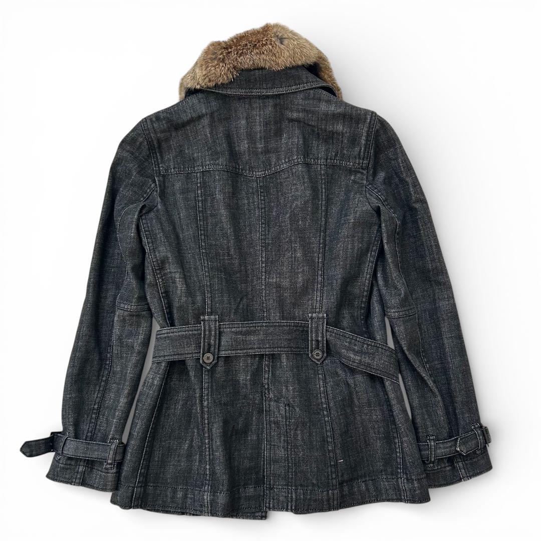 【希少】 バーバリーロンドン デニム コート ラビットファー ノバチェック M