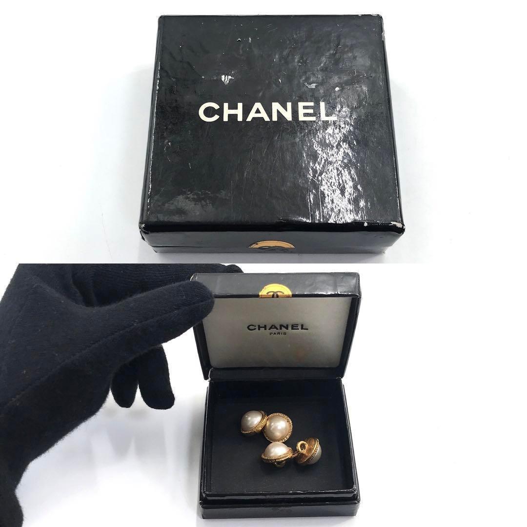 箱付 CHANEL ヴィンテージ シャネル パール ゴールド カフス