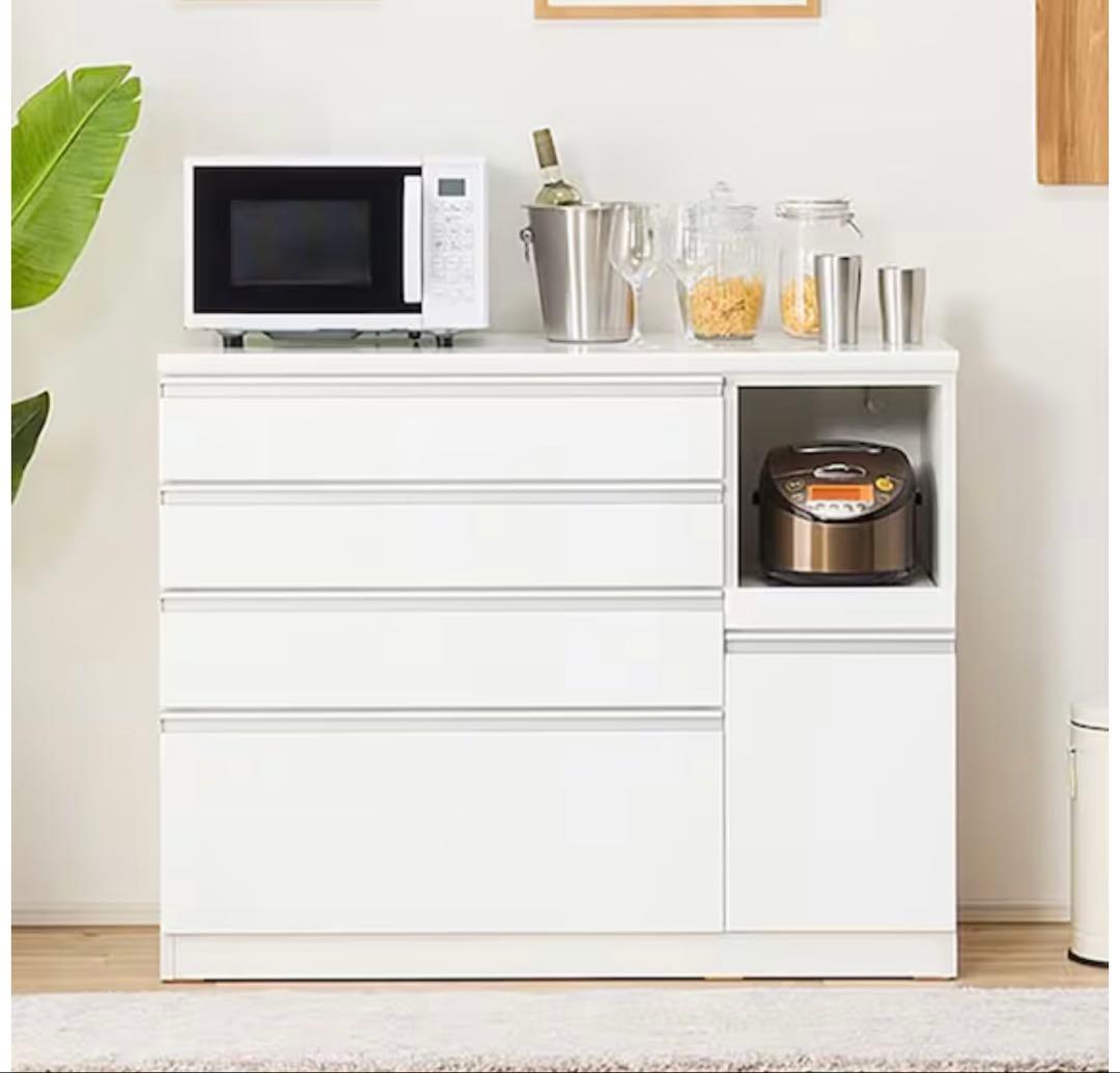 ニトリ キッチンカウンター(レジューム 120-2QH-R WH)