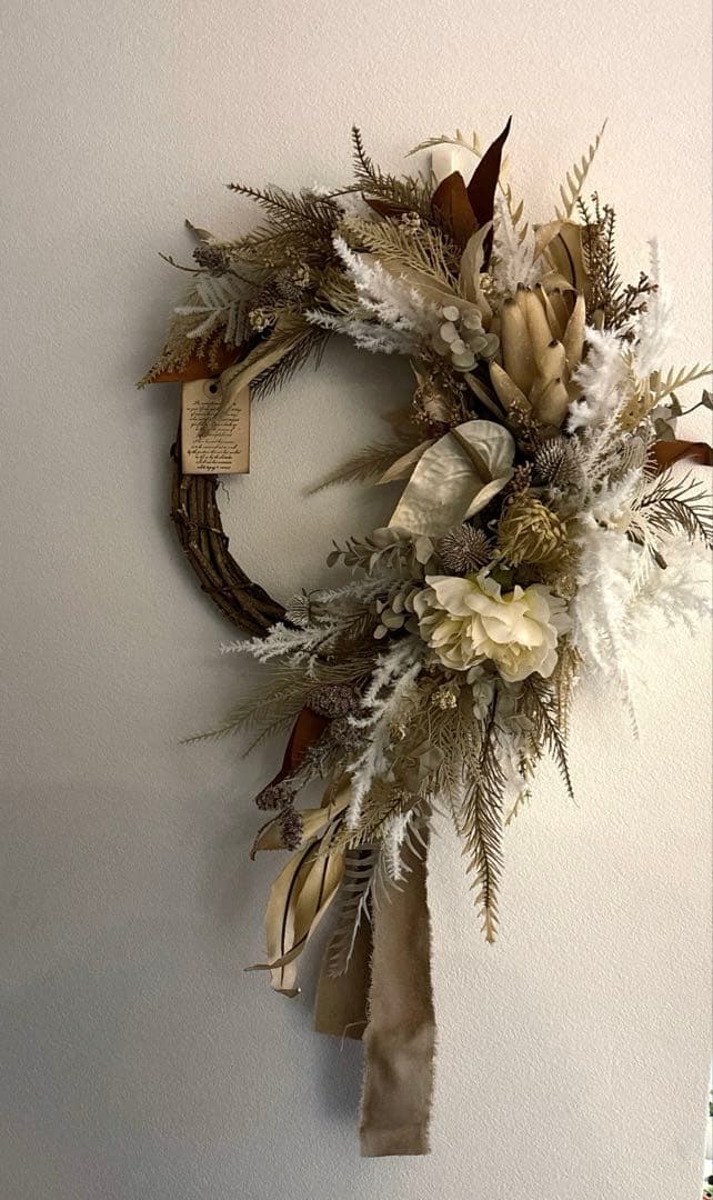 ＊フラワーリー＊　特大　玄関リース　プロテア　ネイティブフラワー