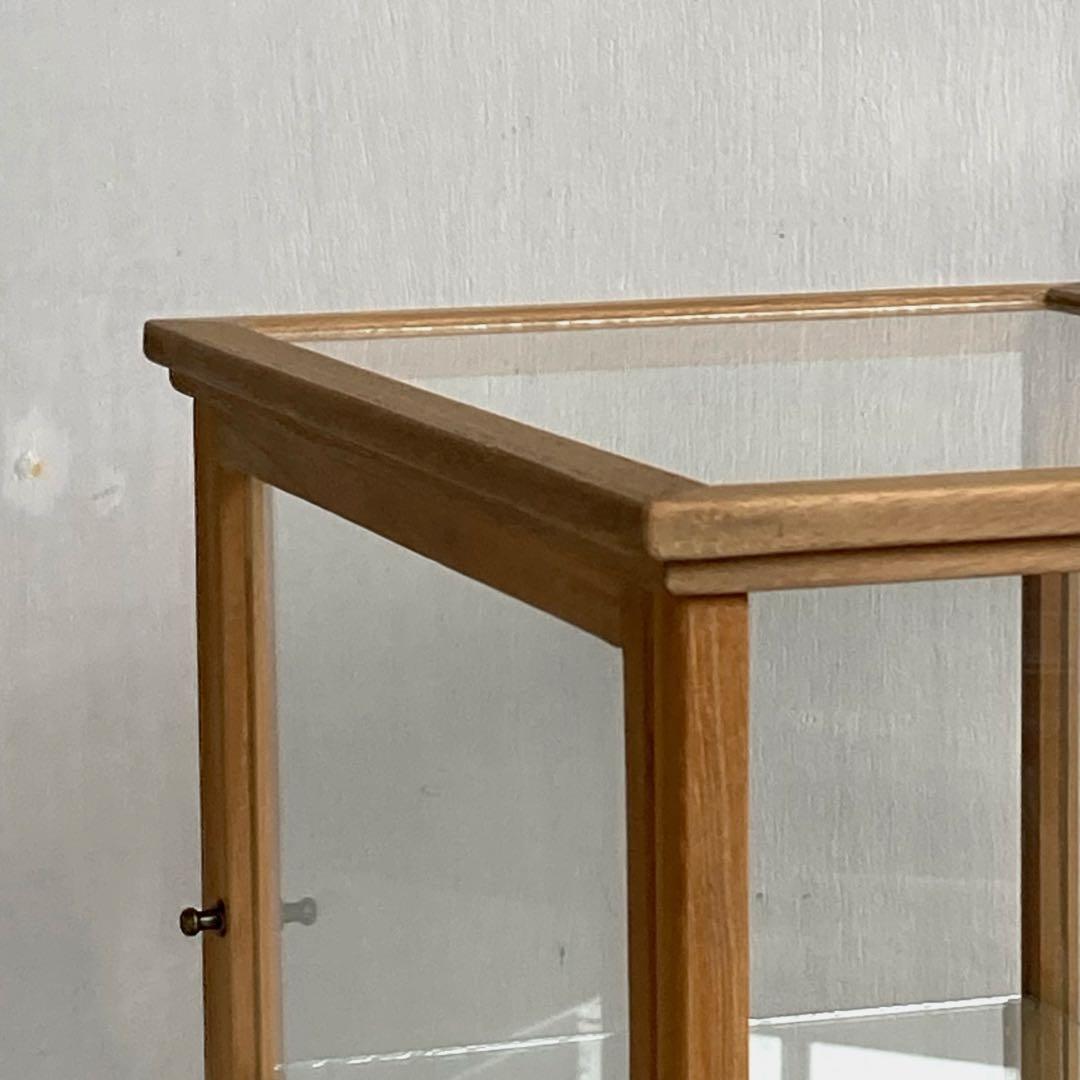 古い木製 ガラスケース 2段 卓上 ショーケース 展示ケース 小物入れ