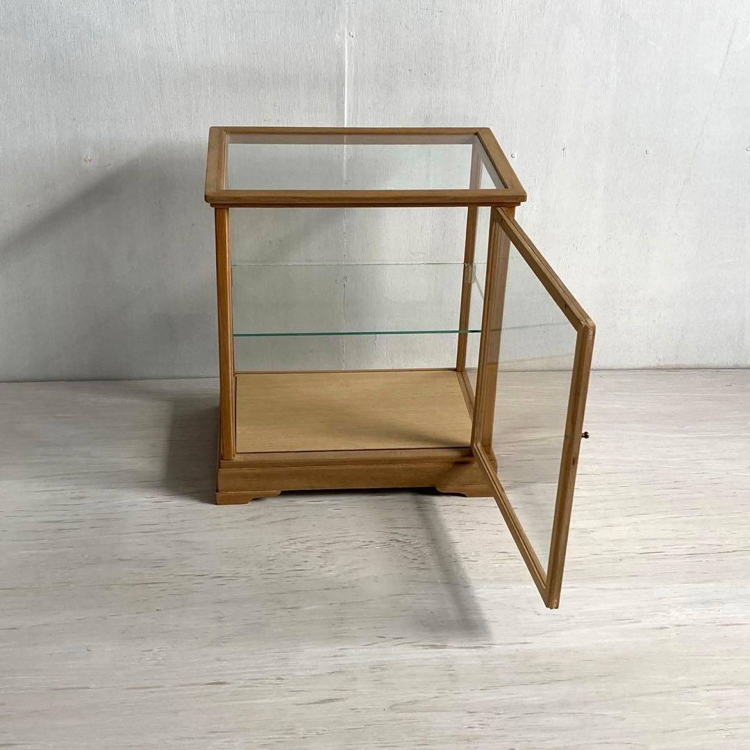 古い木製 ガラスケース 2段 卓上 ショーケース 展示ケース 小物入れ