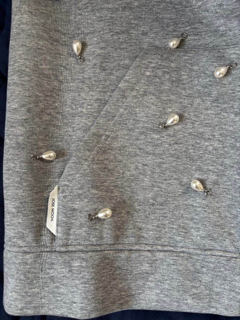 JOSE MOON パール装飾 ジップアップフーディー／スウェットパーカー