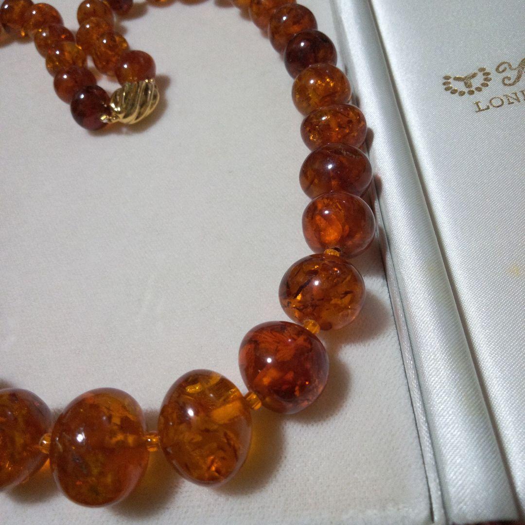 オレンジ アンバービーズ ネックレス