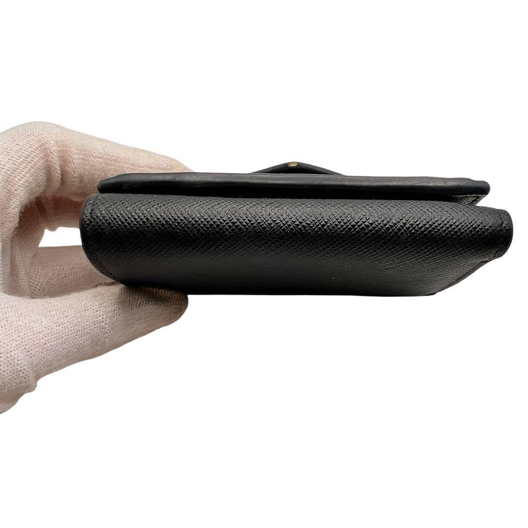 専用PRADA ミニウォレット ブラック レザー レディース 折り財布 7313