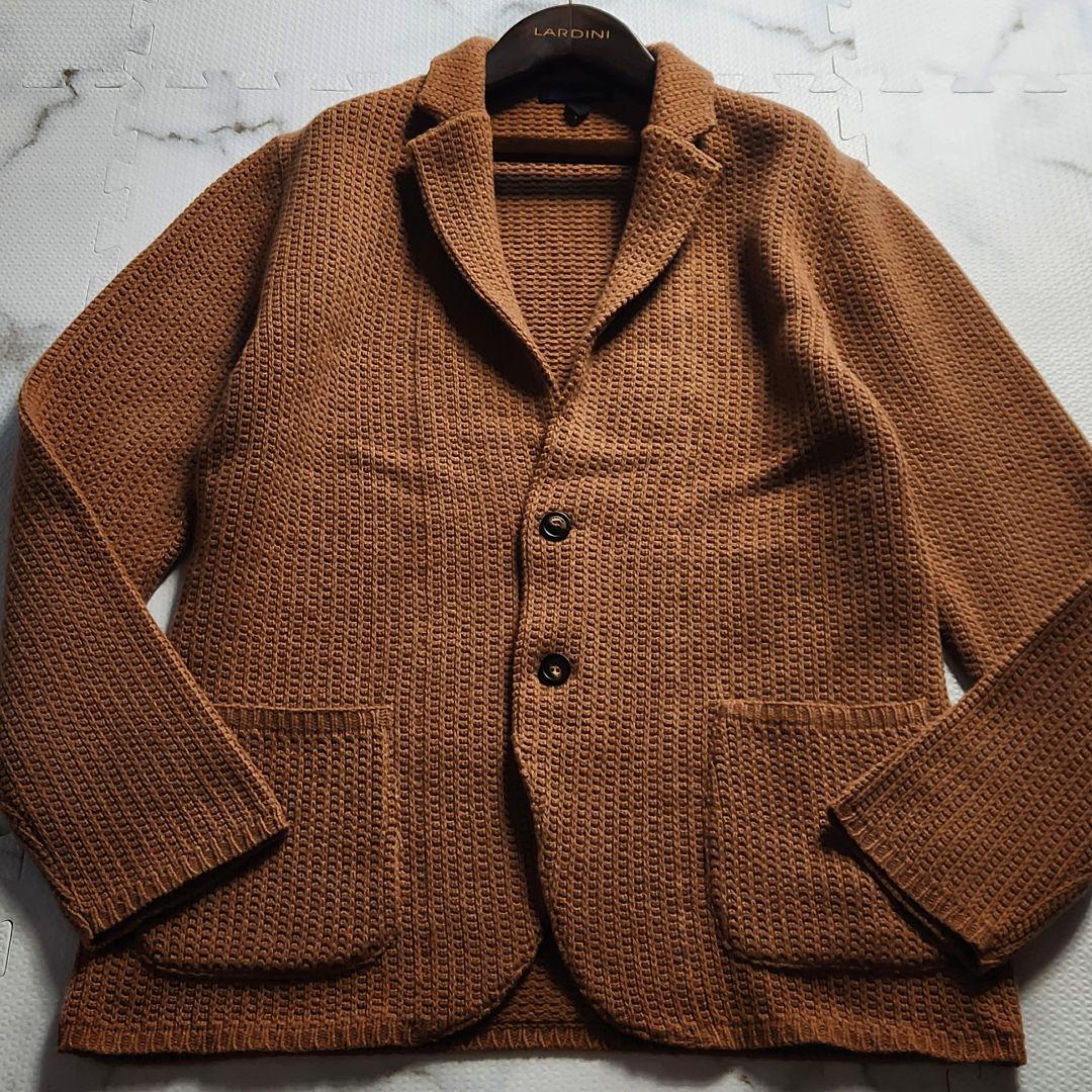 超美品✨総カシミヤ ラルディーニ XL テーラードジャケット ニット キャメル