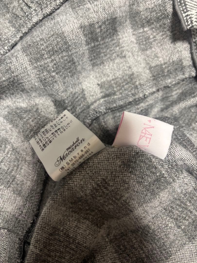 ハニーミュウ honey mew フリルチェックパーカーワンピ　グレー