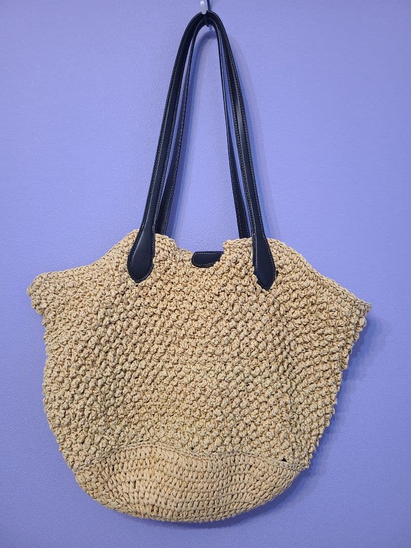 コーチ COACH ストローラージトートバッグカゴバッグ肩掛けポーチ付き天然素材