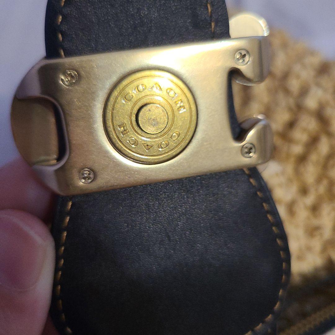 コーチ COACH ストローラージトートバッグカゴバッグ肩掛けポーチ付き天然素材