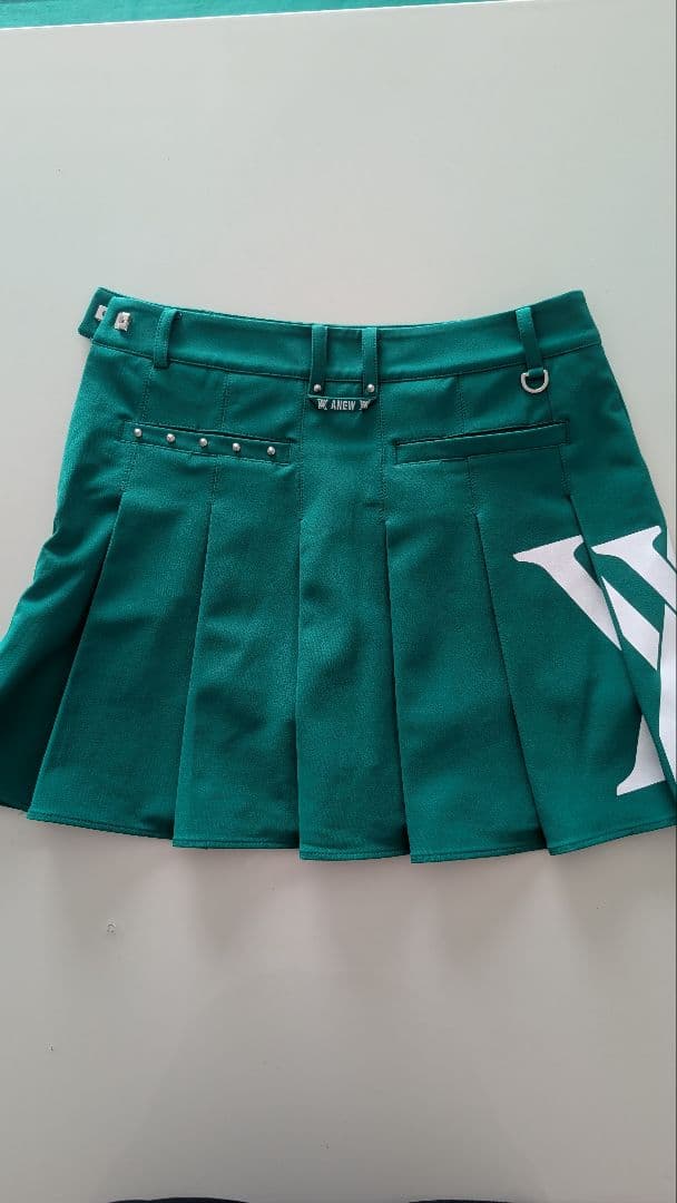 ANEW ゴルフ レディース プリーツスカート 緑色