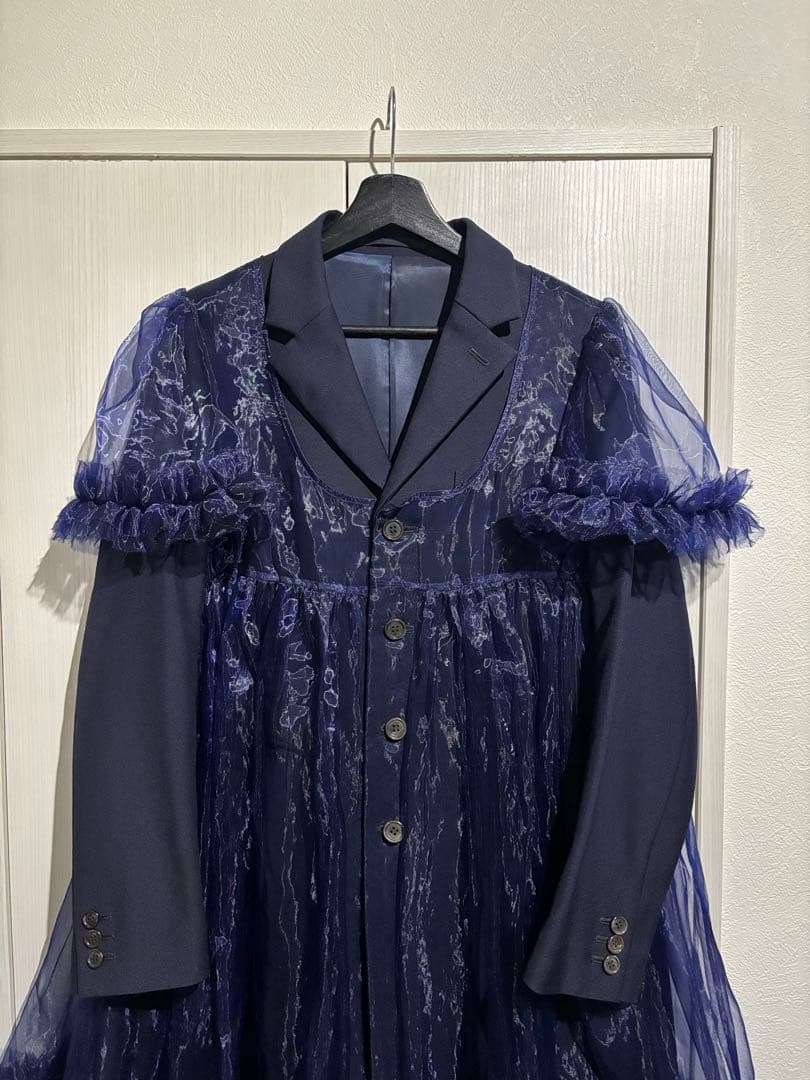 オーガンジードッキングウールコート