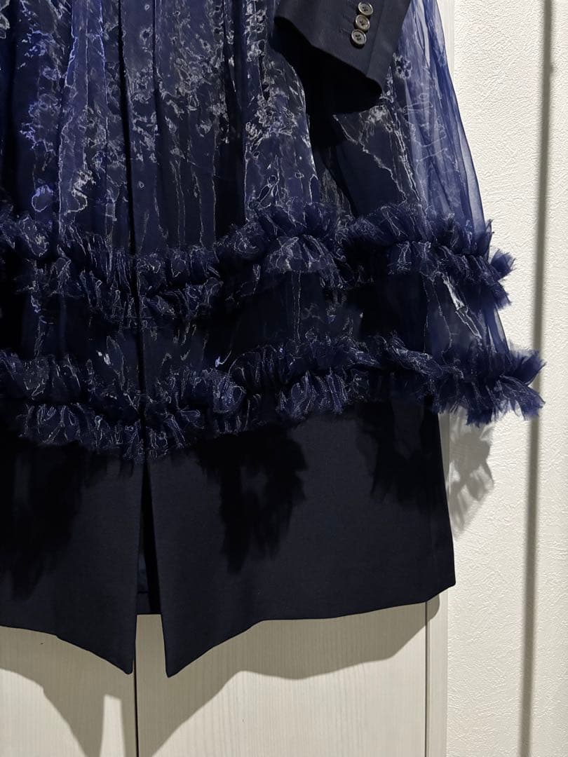 オーガンジードッキングウールコート