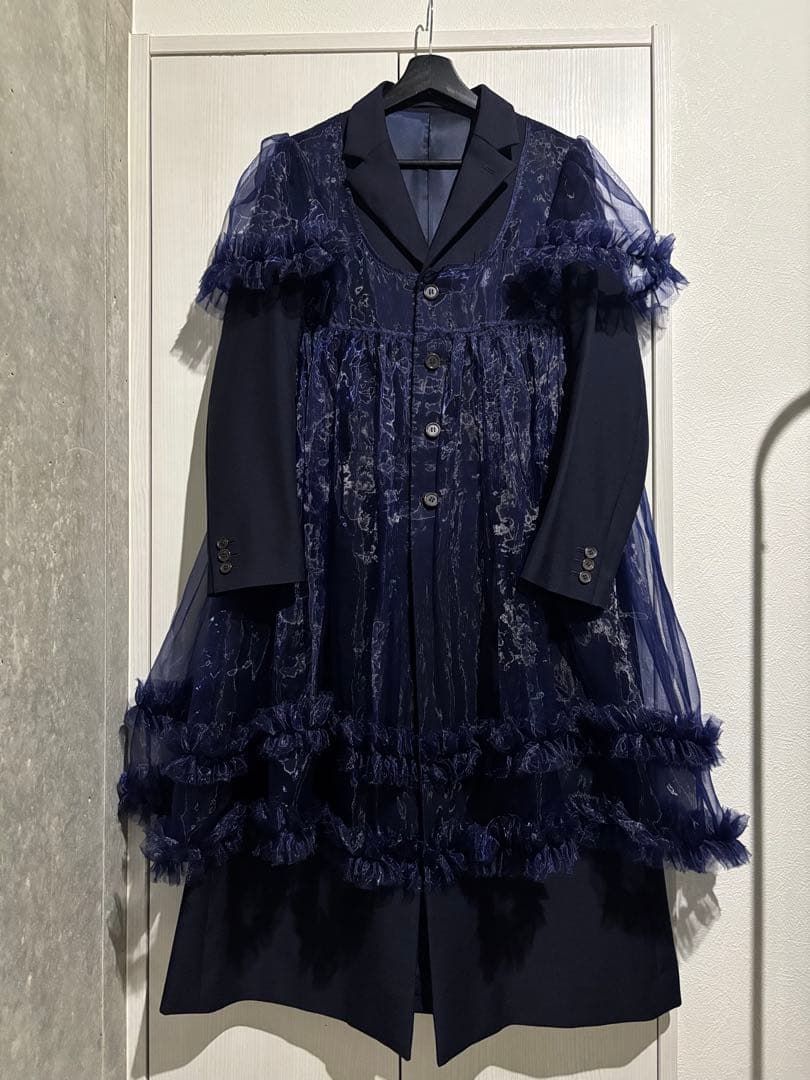 オーガンジードッキングウールコート