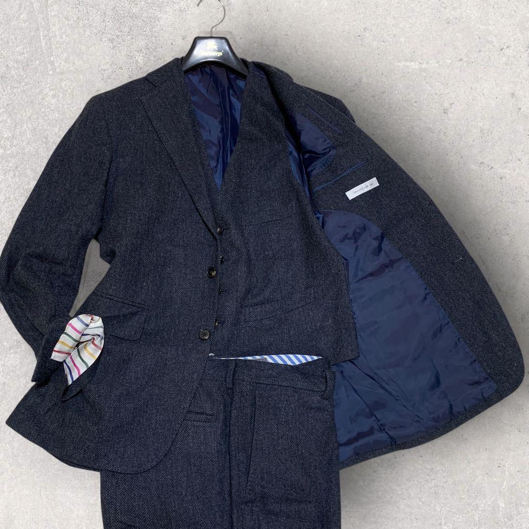 ブレイザーズバンク　３ピース　セットアップ　ムーン生地へリンボンツイード