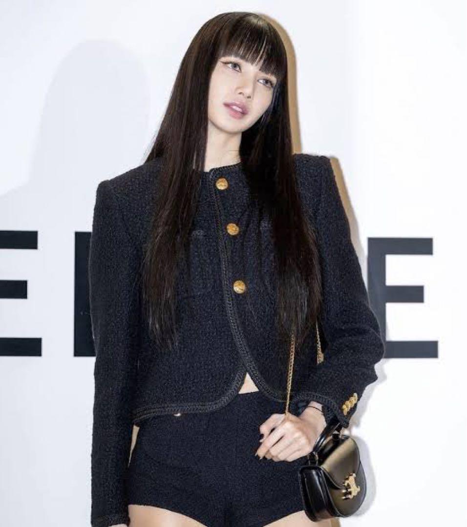 本物新品タグ付きCELINE シャスールジャケット　ノーカラー黒ジャケット